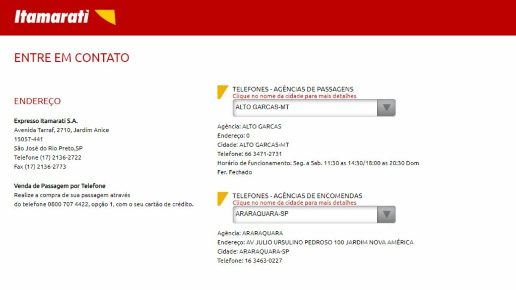 Print da tela de agência