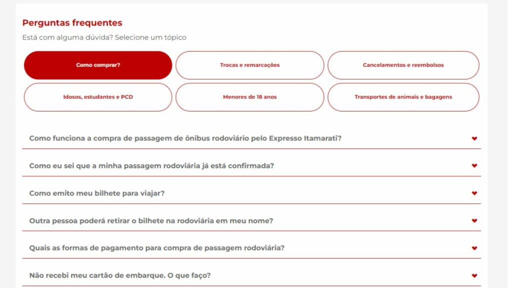 FAQ da Viação Itamarati