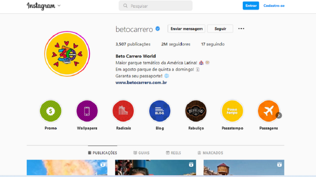 Instagram do Beto Carrero World