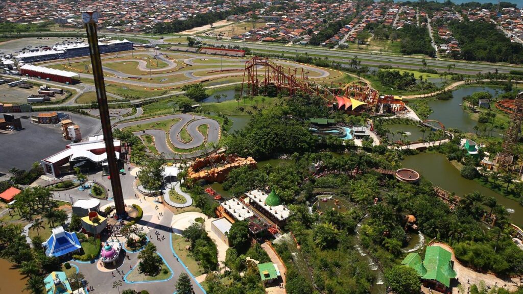 Brinquedos do Beto Carrero World, parque  visto de cima