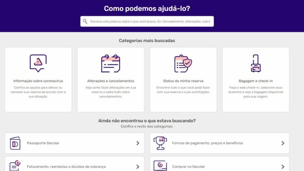 Print do FAQ Decolar