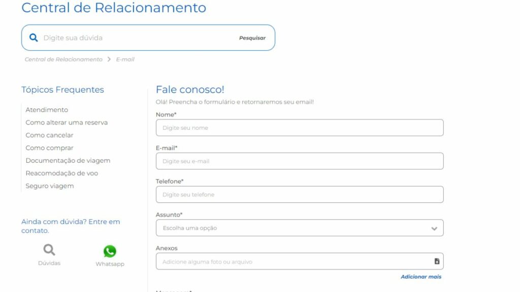 Print do Formulário de contato