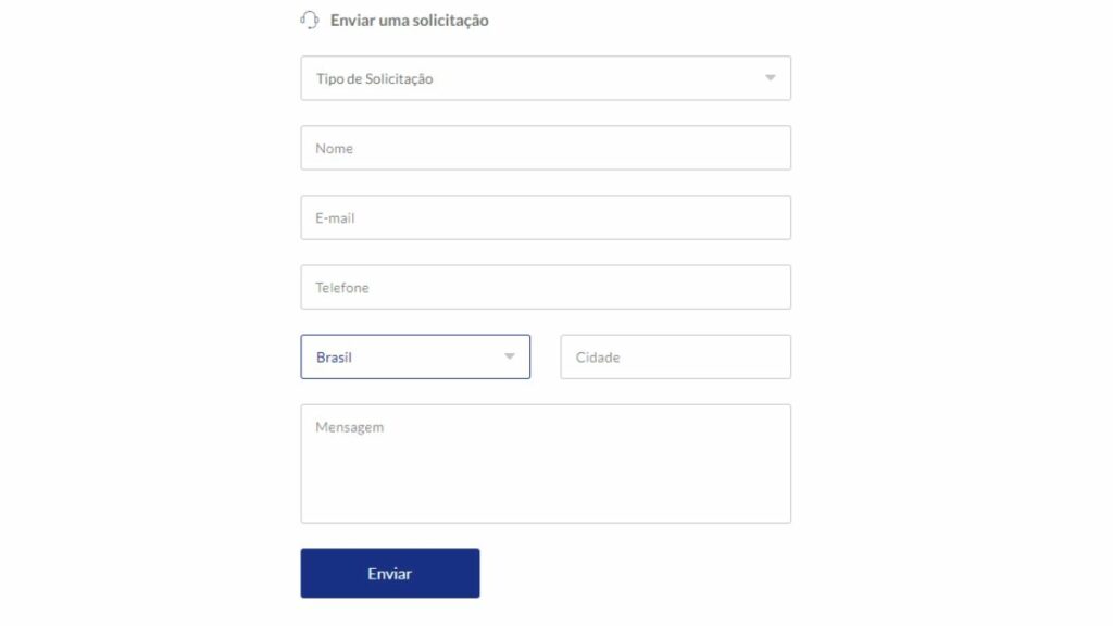 Print do Formulário de contato da rodoviária Tietê