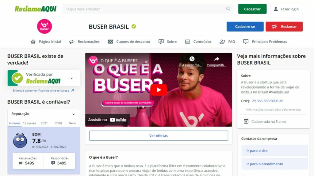 Print do Reclame Aqui da Buser