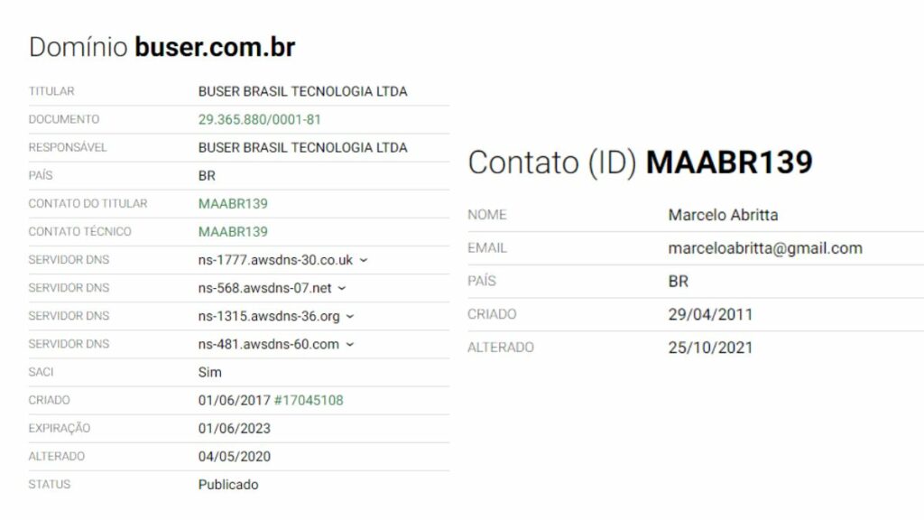 Print do site Whois Buser