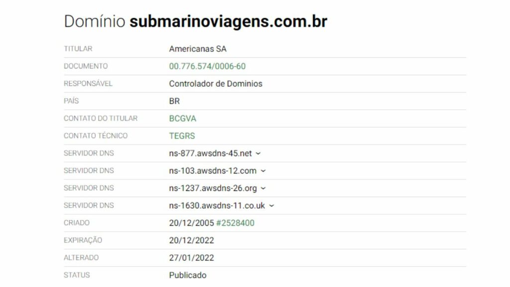 Print do site Whois