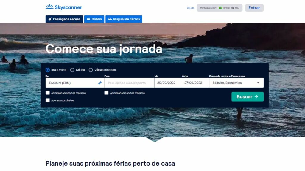 Print do site Skyscanner