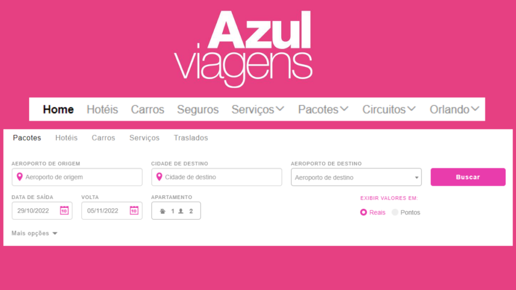 Azul Viagens plataforma