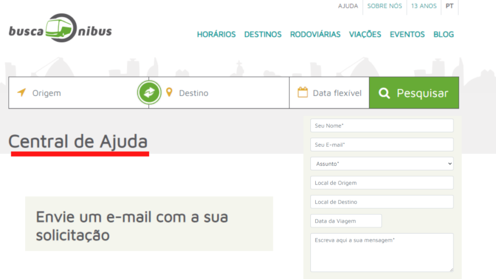 Central de Ajuda do BuscaÔnibus