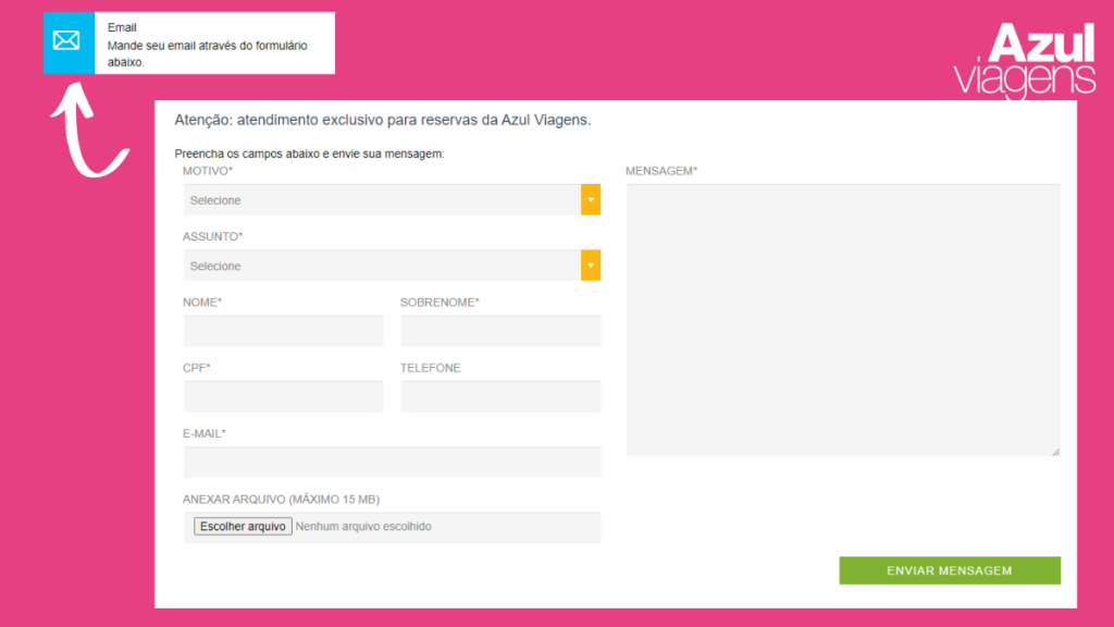 Formulário de e-mail