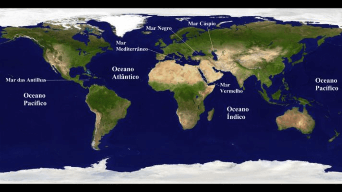 Lugar mais fundo do oceano: mapa mostrando onde ficam os oceanos do mundo.