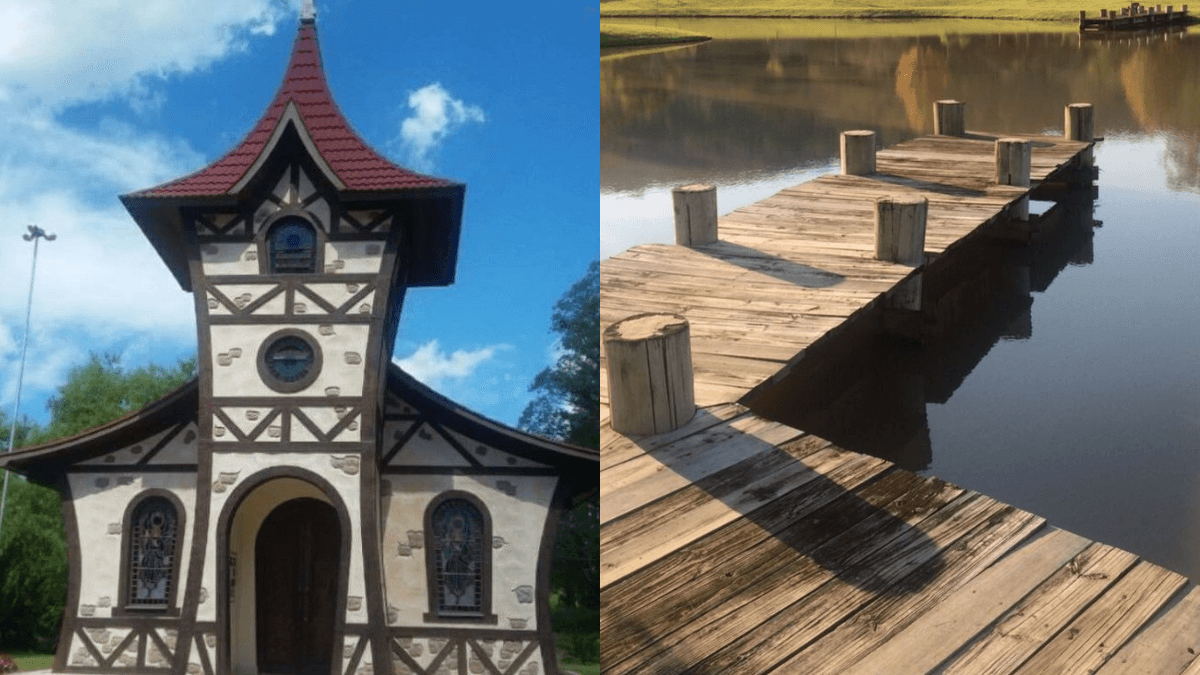 Pontos turísticos de Igrejinha. Estilo alemão, pier em lago