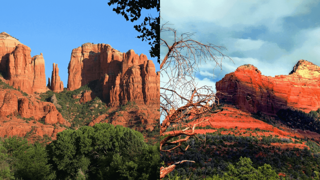 deserto vermelho do arizona com vegetação rasteira