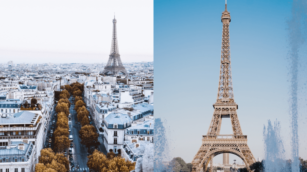 Visão panorâmica de Paris com a torre Eiffel de fundo