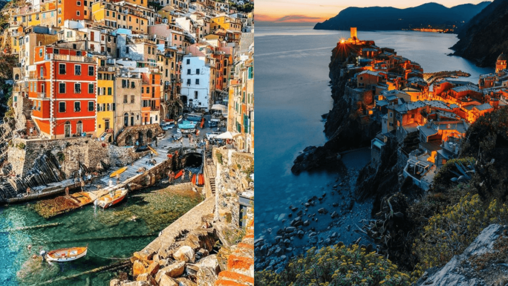 Cinque Terre cidade, casas coloridas, mar