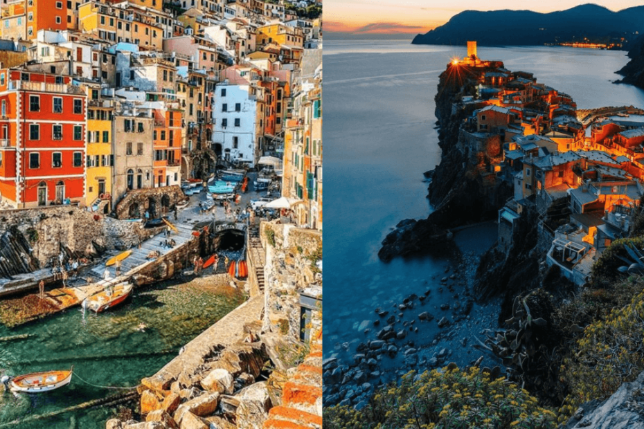 Cinque Terre cidade, casas coloridas, mar