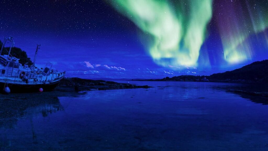 Aurora Boreal na Escócia. 