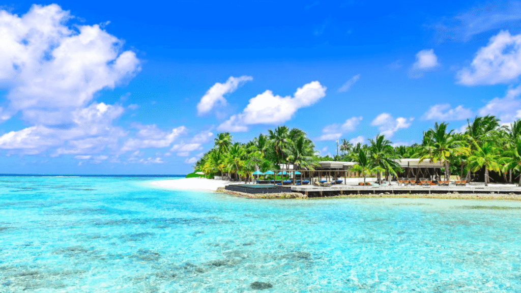 Maldivas com uma agua cristalina.